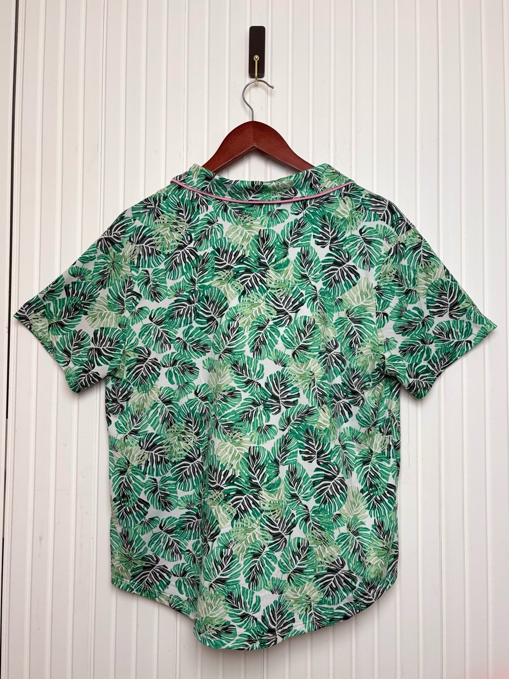 Room Service Monstera Green Tropical Pajama Set M Loungewear Resort Vacation - Picture 4 of 12